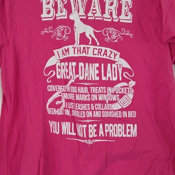 Hanes Nano-T Pink Great Dane Lady TShirt Size 2XL - Picture 3 of 4